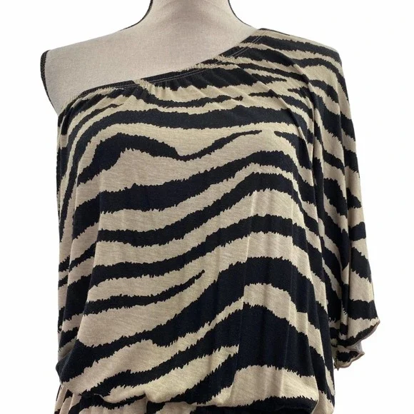 LANE Bryant Zebra One Shoulder Mini Dress 26/28 - Picture 2 of 10